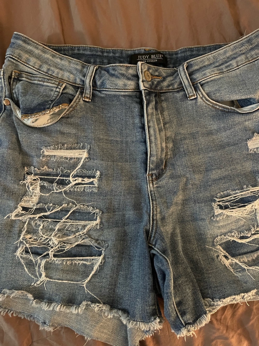 Judy Blue Ripped Light Blue Denim Shorts